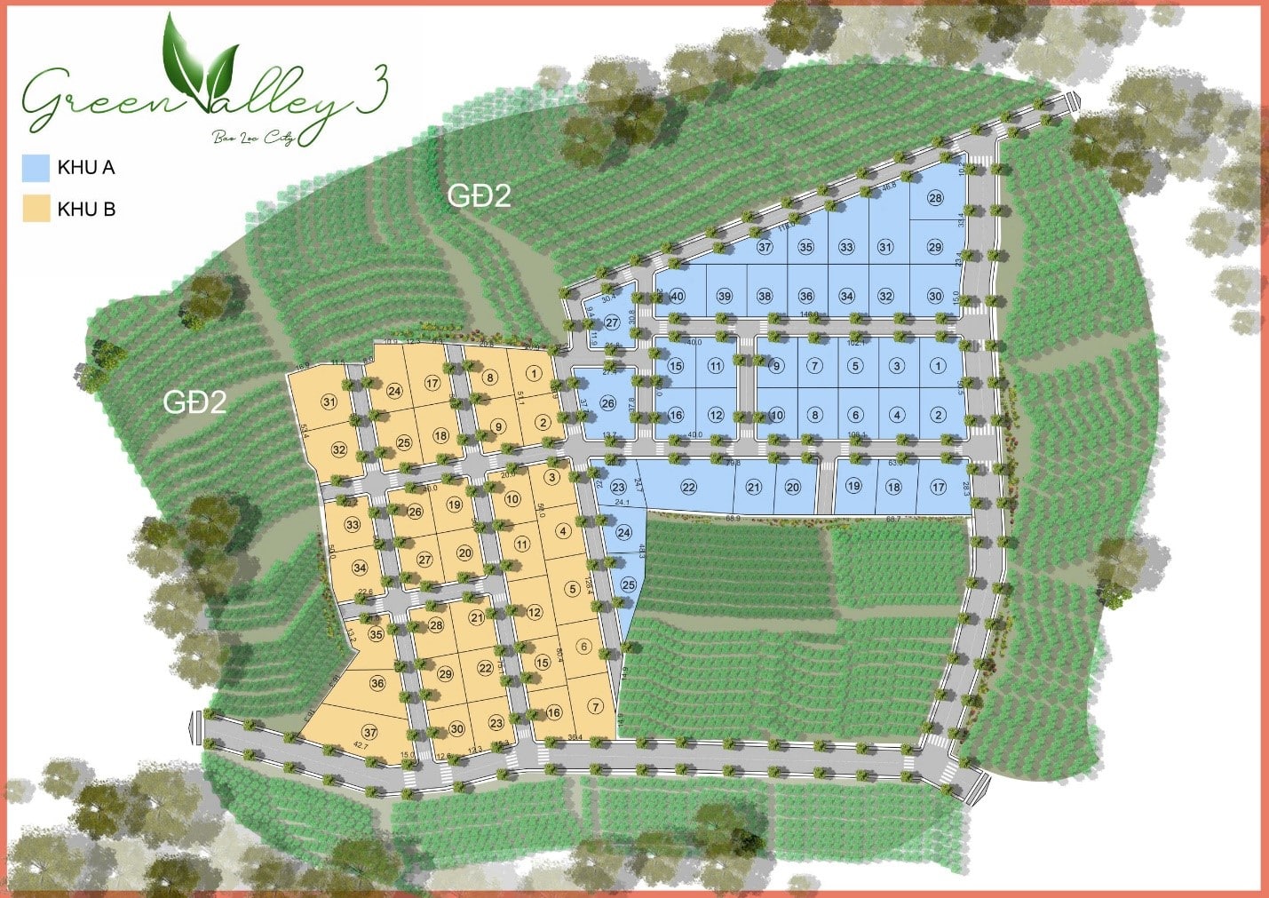 Mặt bằng Vị trí Green Valley Bảo Lộc khu 3